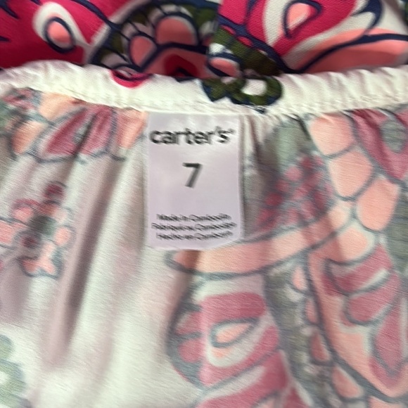 Carter’s Girls Floral Tank Top Magenta Fringe Scoop Neck Size 7 Summer - Picture 3 of 4